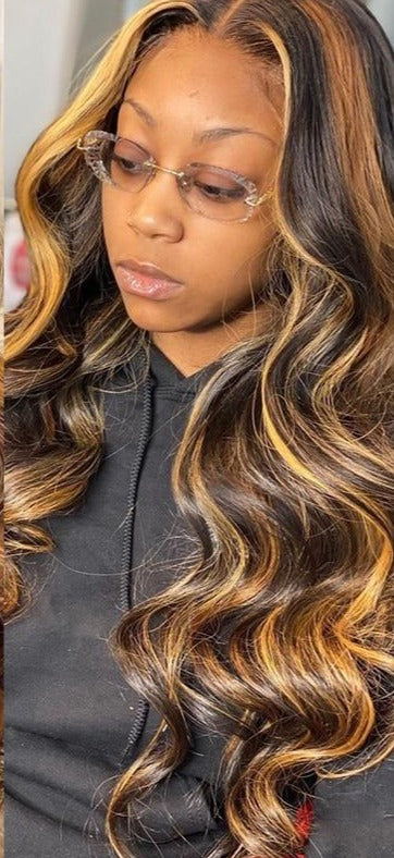 Highlight Wig Brown Colored for Women Lace Front Wig Highlight Lace Front Human Hair Wigs