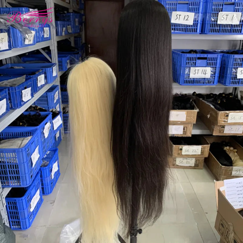 40 Inch 13x6 Lace Front Human Hair Wigs 613 Color Brazilian Straight 13x4 HD Lace Frontl Wigs 250% Density For Black Women