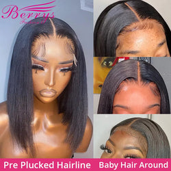 Berrys Fashion Straight Lace Frontal Bob Wig 13x6 Transparent Lace Frontal Human Hair Lace Bob 5x5 Lace Closure Wigs For Women