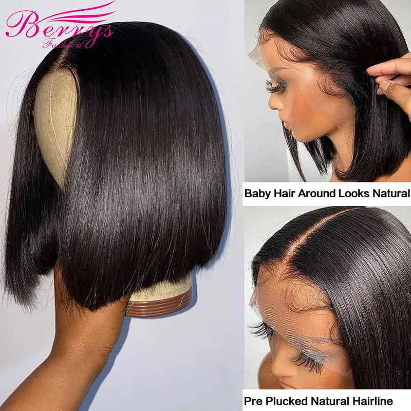 Berrys Fashion Straight Lace Frontal Bob Wig 13x6 Transparent Lace Frontal Human Hair Lace Bob 5x5 Lace Closure Wigs For Women