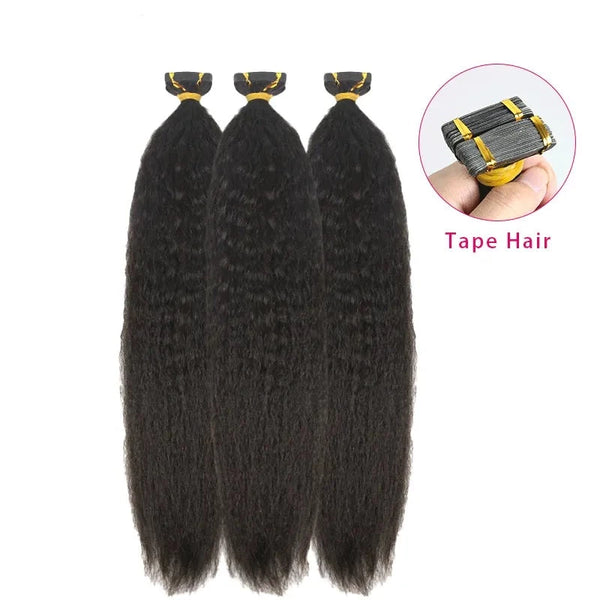 Berrys Fashion Tape Hair Microlinks Hair Extension Indian Kinky Straight Human Hair Bulk Tape Hair Extensions For Black Women