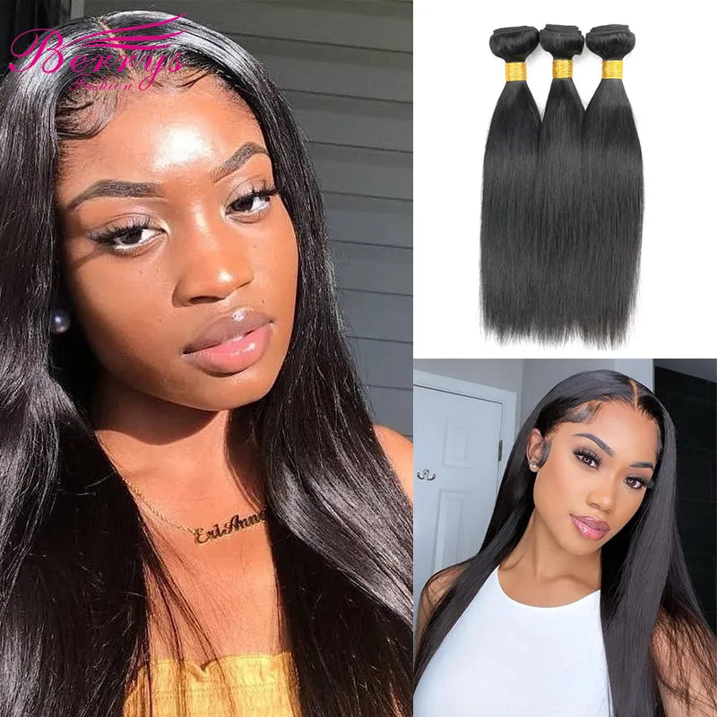 Fast Shipping 3-4 Days Straight 3 Bundles Deal Human Hair Natural Black Color 10-28 inch Remy Brazilian Weave Human Hair