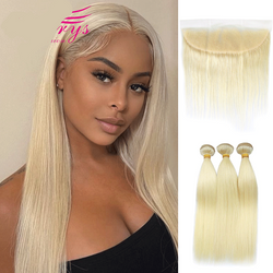 Berrys Fashion Blonde Straight 2/3 Bundles With Frontal Brazilian Virgin Hair Bundles With 13x4 Frontal Closure Blonde 613 Hair