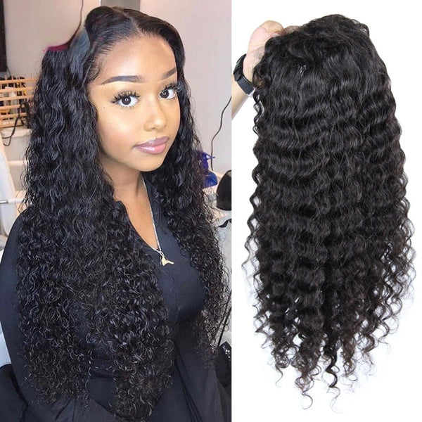Lace Closure Human Hair Wigs Pre Plucked Deep Wave 4x4 Closure & 13x4 Frontal Human Hair Wigs