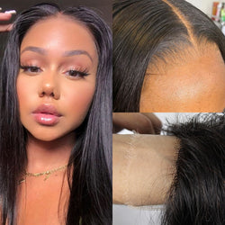 HD Transparent Lace Closure Wigs Straight Pre Plucked Baby Hair