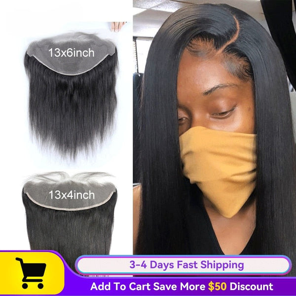 13x6 HD Lace Frontal Straight 13x4 Transparent Lace Frontal Brazilian Virgin Hair With Nature Hairline Bleached Knots Preplucked
